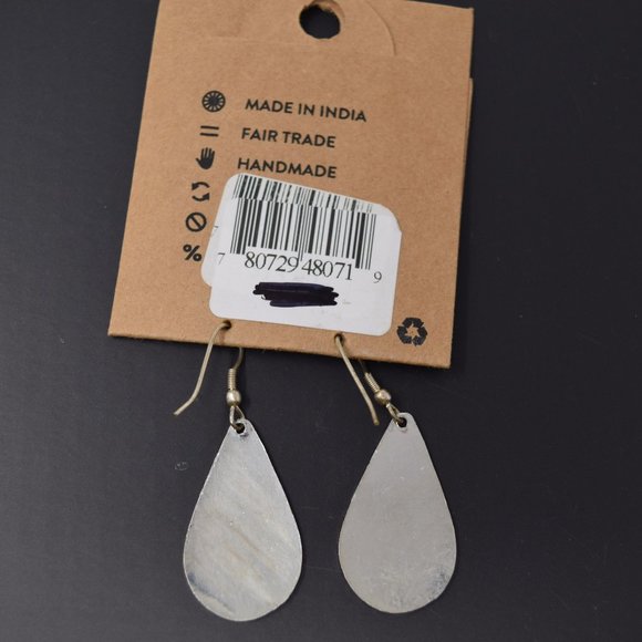 Matr Boomie Earring Teardrop Silvertone Textured New Handmade Artisan Boho - Picture 4 of 7